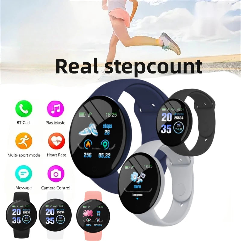 Nueva pulsera inteligente D18 con contador de pasos real, reloj despertador de moda, Bluetooth, música, rastreador de actividad física, reloj inteligente deportivo para Android e iOS