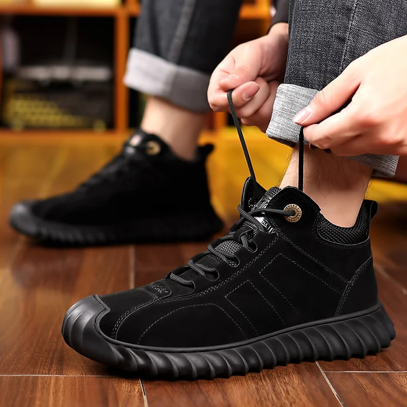 Men Casual Snow Boots lace up high top plush Warm Winter Shoes Men Hiking Boots Outdoor fashion Sneakers Man cotton shoes