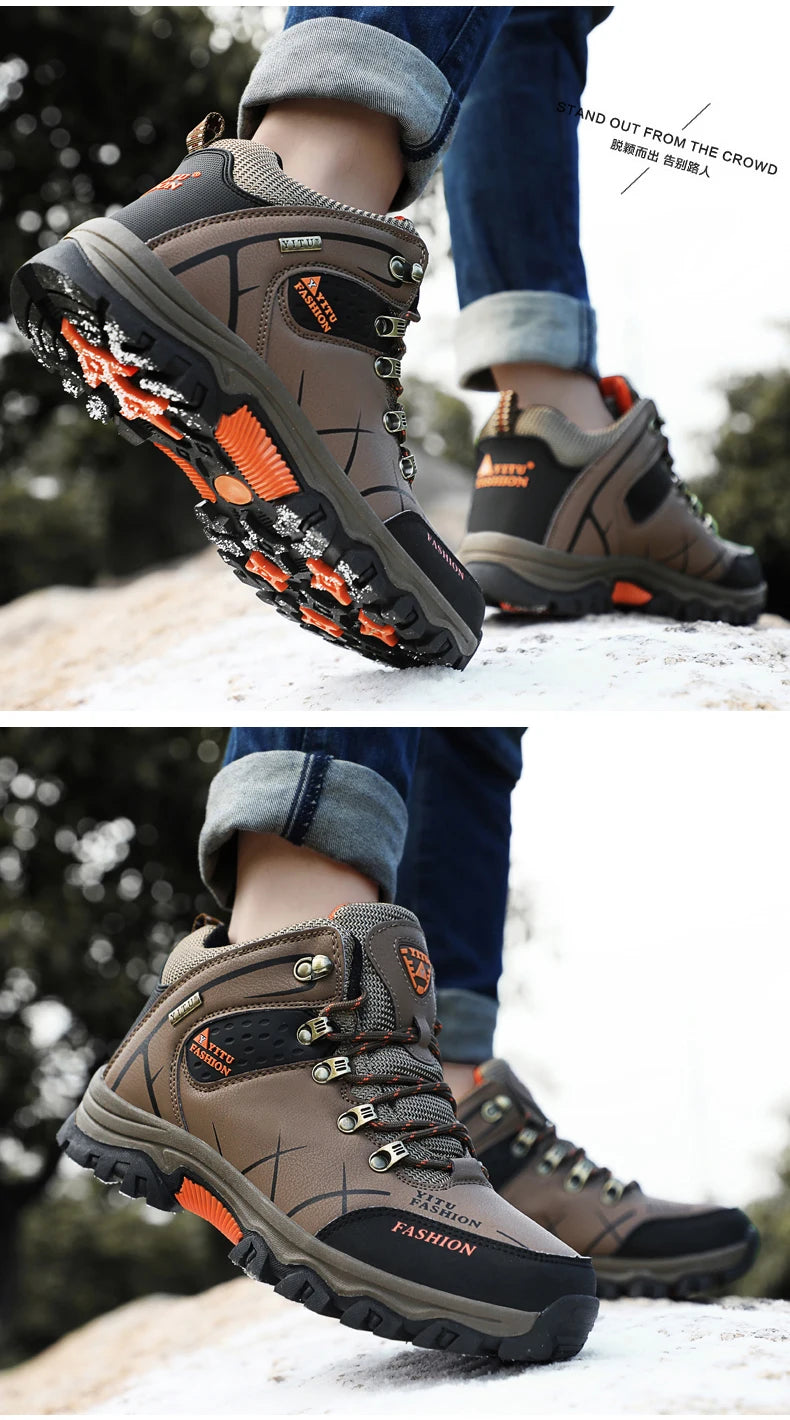 Botas de nieve para hombre, calzado para exteriores, botas de invierno a la moda, botas de senderismo, botines impermeables, calzado deportivo para caminar, trabajar y viajar