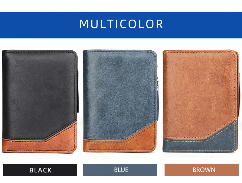 New Men's Wallet, Gentleman Retro Minimalist Multi Slot Billfold, Short Fashionable Youth Large Capacity Money Bag 12*9*3.5cm