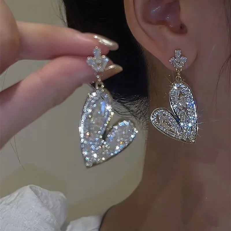 Pendientes largos de cristal con forma de hoja a la moda para mujer, regalo romántico de San Valentín, aniversario, joyería nupcial para fiesta de boda