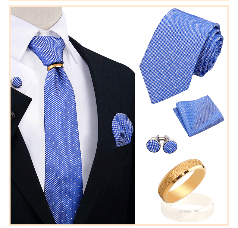 Corbatas para hombre con juego de broches y anillos, diseño de marca, corbatas, pañuelos, gemelos, regalos para bodas y fiestas, accesorios para hombre