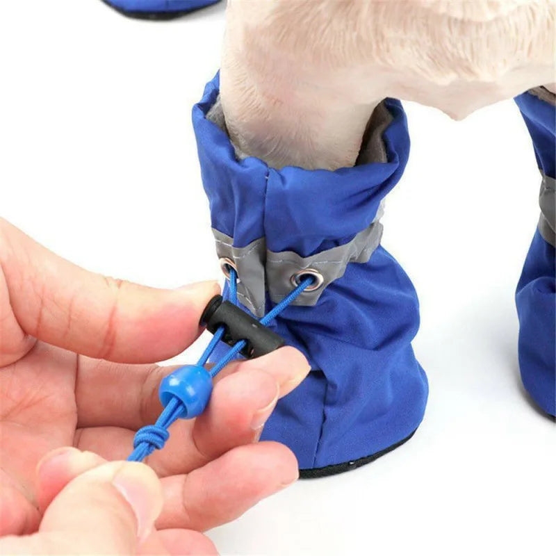 4pcs/set Waterproof Pet Dog Shoes Anti-slip Rain Boots Footwear for Small Cats Dogs Puppy Dog Pet Booties Pet Paw Accessories