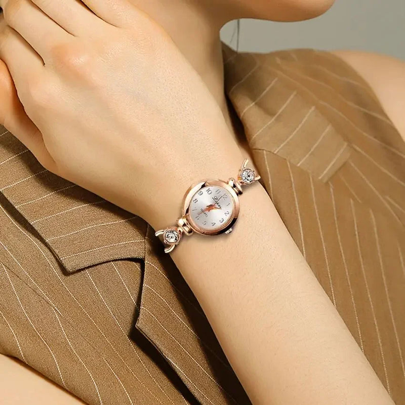 Reloj de pulsera de aleación para mujer, reloj de diamantes de imitación de lujo para mujer, reloj de pulsera de cuarzo informal, reloj femenino, relojes para mujer