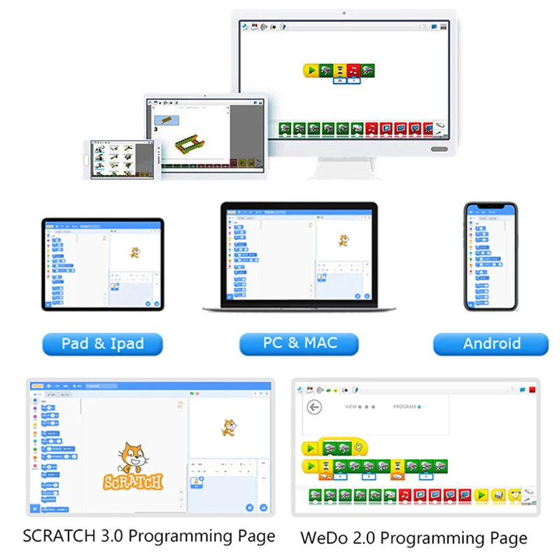 390 piezas de la tercera generación WeDo 2.0 Core Set Scratch 3.0 Robotics Construction School STEAM Kit de ladrillos educativos Juguetes Regalos