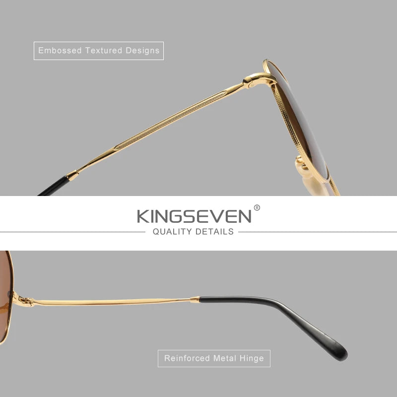 KINGSEVEN Gafas de sol de aleación para hombre con diseño de piloto, polarizadas, UV400, antirreflejos, montura completa, gafas de chirivía, gafas de lujo retro para mujer