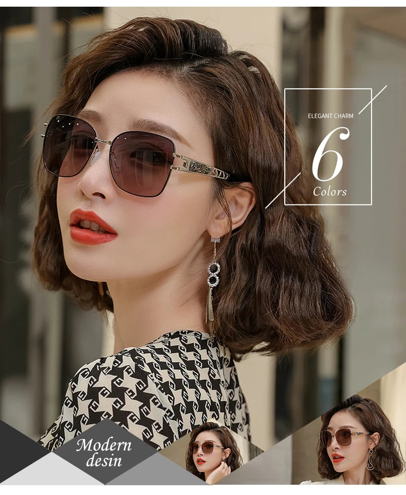 LIOUMO Elegant Polarized Sunglasses Women 2024 Brand Designer Fashion Glasses Women Diamond Eyewear Gradient Shades zonnebril