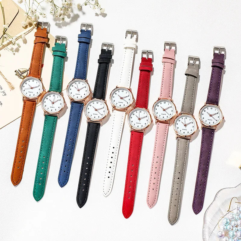 Relojes de mujer, pulsera de cuero luminosa, reloj sencillo, elegante reloj de cuarzo de moda, relojes de pulsera para mujer, reloj femenino