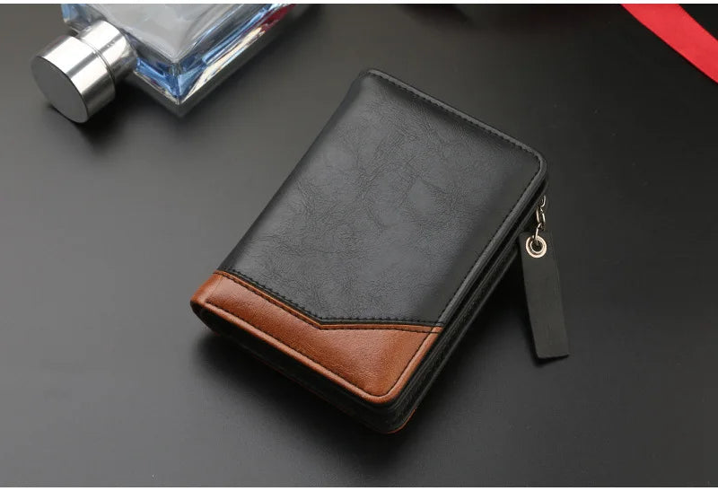 New Men's Wallet, Gentleman Retro Minimalist Multi Slot Billfold, Short Fashionable Youth Large Capacity Money Bag 12*9*3.5cm