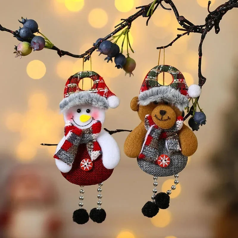 Christmas Hanging Doll Ornaments Santa Cluas Snowman Elk Xmas Tree Pendants Noel Natal Merry Christmas Decor 2024 Kids Gifts