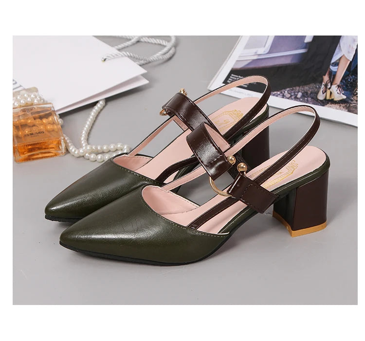 Elegant Women's Sandals Summer Casual Classic Office Chunky Heel Wedding Shoes Women Plus Pumps Shoes