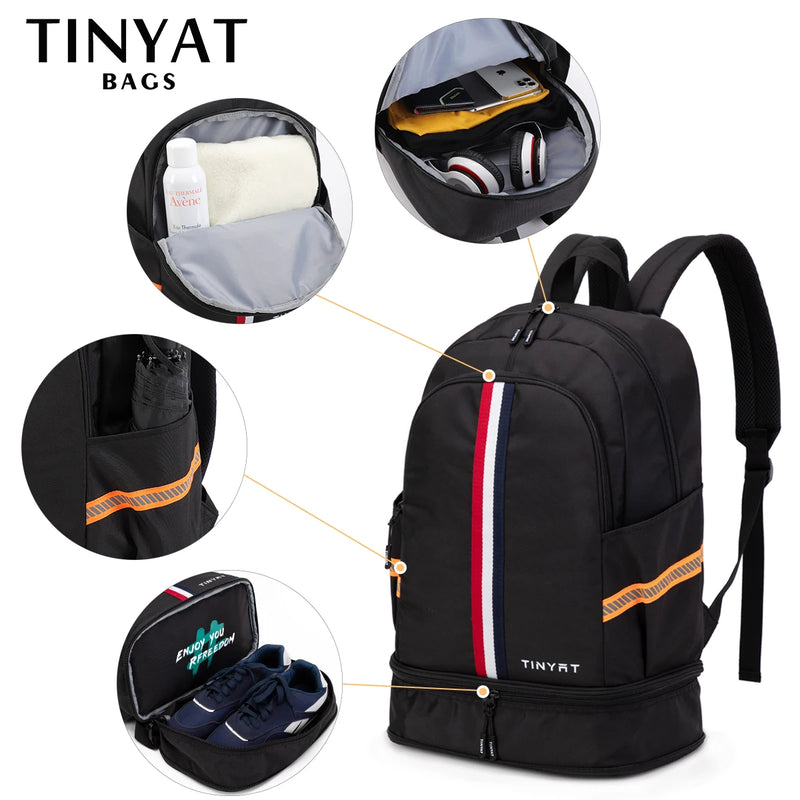 Mochila escolar TINYAT para hombres y mujeres, impermeable, para volver a la escuela, bolsa de viaje con almacenamiento de zapatos, plegable, resistente a las manchas para estudiantes