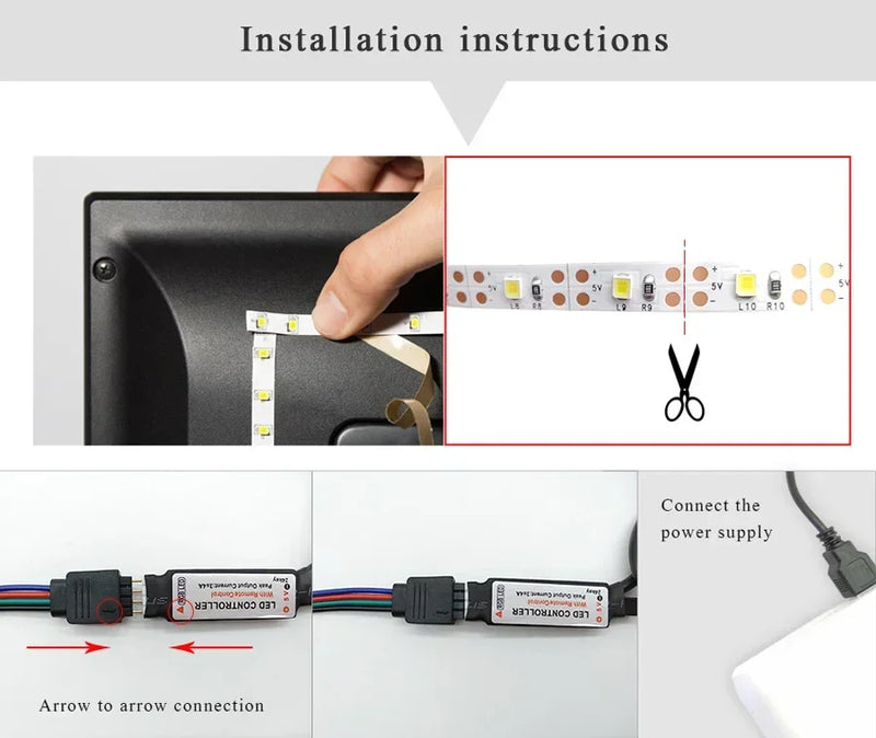 Tira de luces LED RGB de 1 a 30 m con Bluetooth 5050, 5 V, control por aplicación USB, cinta de luces LED flexible para juegos, dormitorio y fiestas