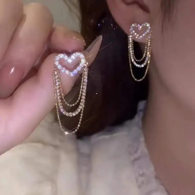 Pendientes largos de cristal con forma de hoja a la moda para mujer, regalo romántico de San Valentín, aniversario, joyería nupcial para fiesta de boda