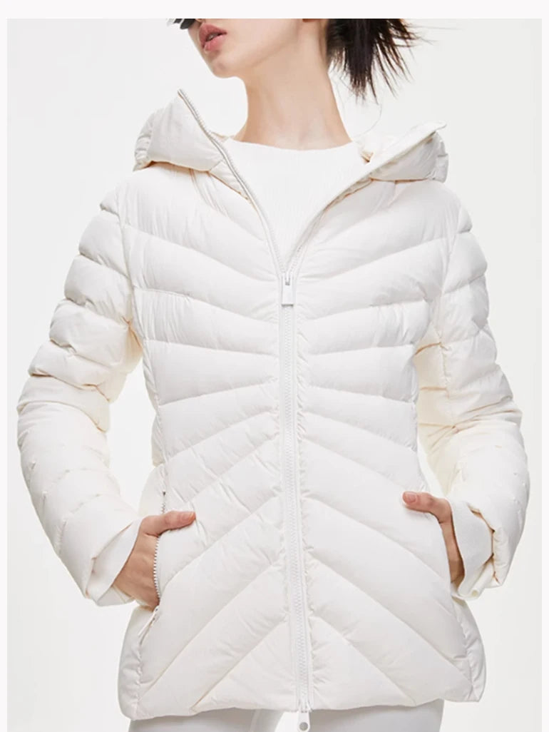 Autumn and winter  puffer coat long sleeved hooded zippered down jacket with high quality and low price