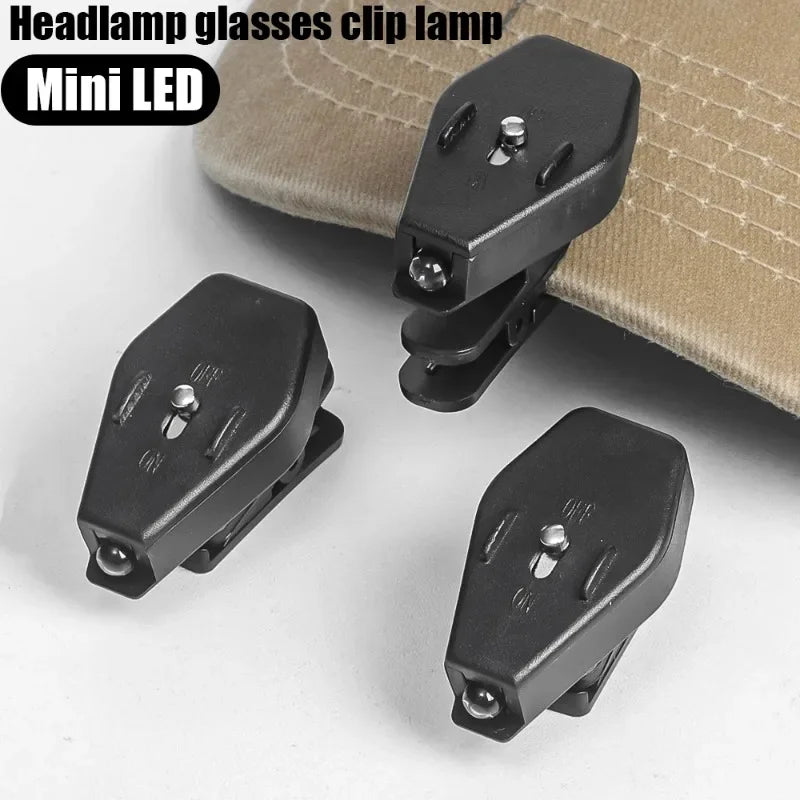 1/10 piezas Mini linterna ajustable para gafas, lámpara de lectura LED portátil con clip para gafas, luz nocturna universal para viajes y acampadas