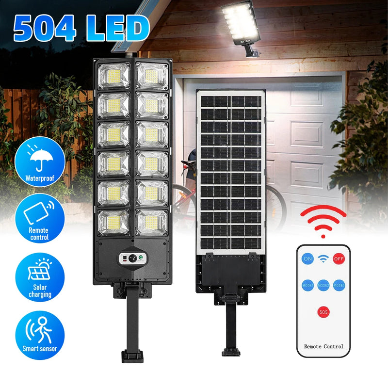 504 LED Powerful Solar Lights Outdoor Motion Sensor External Waterproof Street Light 12000 Lumen Dusk to Dawn Garden Road Lamp