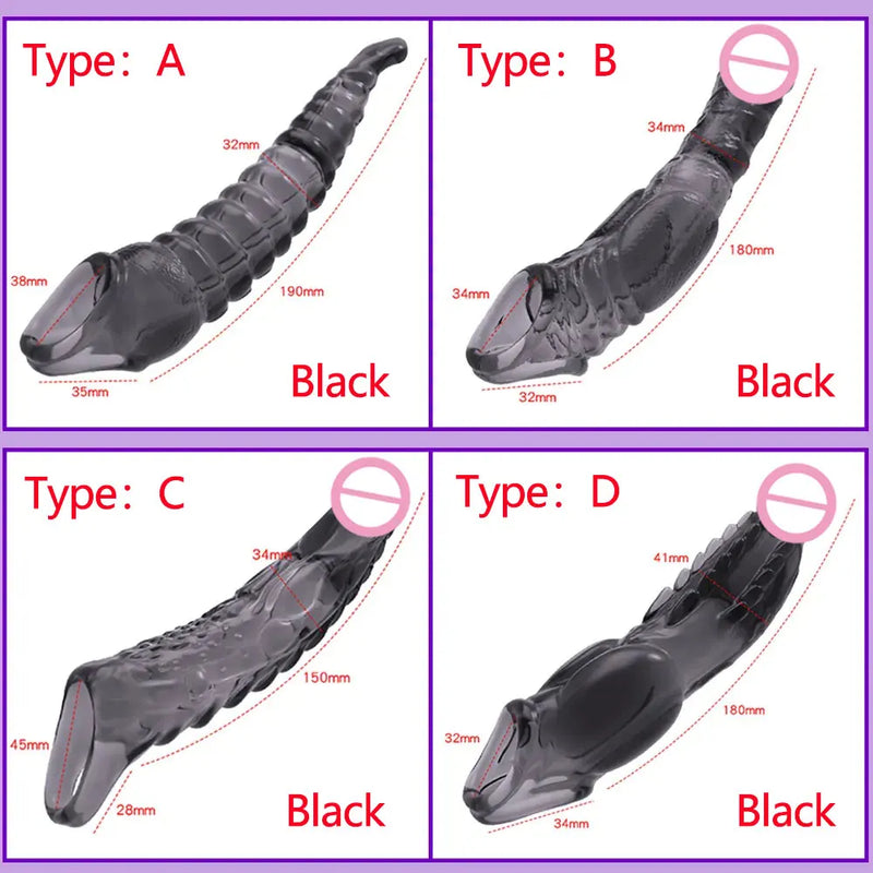 4 Types Penis Extender Enlargement Sleeve Vibrator Cock Ring Reusable Condom G Spot Vibrating Delay Ejaculation Sex Toys for Men