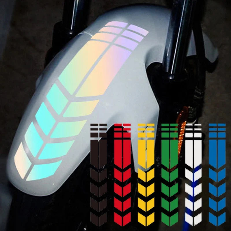 Pegatinas reflectantes con rayas de flecha para motocicleta, adhesivo para guardabarros, advertencia de seguridad para coche, calcomanía impermeable para motocicleta, accesorios para motocicleta