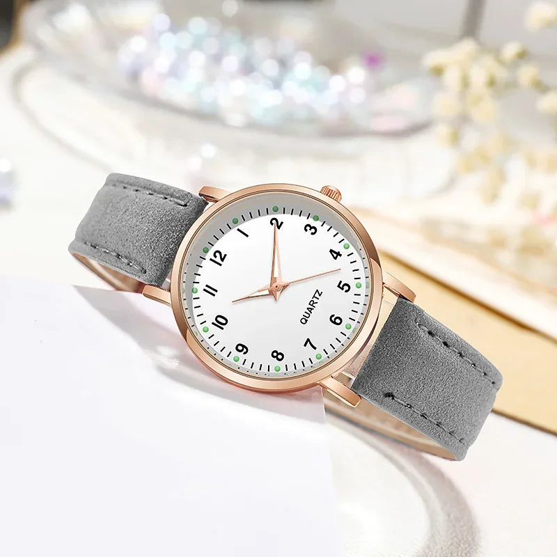 Relojes de mujer, pulsera de cuero luminosa, reloj sencillo, elegante reloj de cuarzo de moda, relojes de pulsera para mujer, reloj femenino