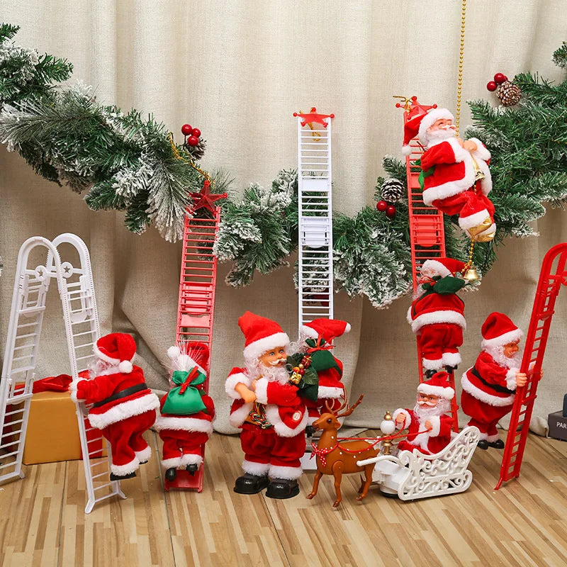 2024 Santa Claus Climbing Rope Electric Climbing Ladder Music Santa Claus Climbing Beads Santa Claus Music Electric Doll Decor