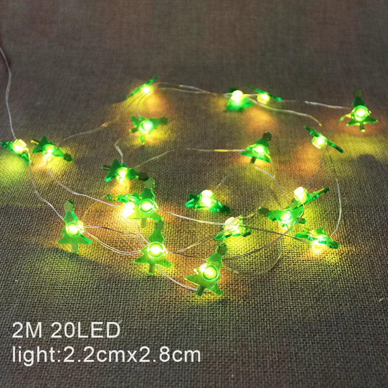 2m 20leds Christmas LED String Lights Santa Claus Snowflakes Snowman Xmas Tree Fairy Lights Garland Christmas Home Decorations