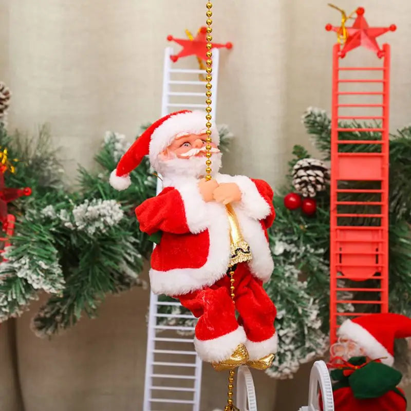 2024 Santa Claus Climbing Rope Electric Climbing Ladder Music Santa Claus Climbing Beads Santa Claus Music Electric Doll Decor