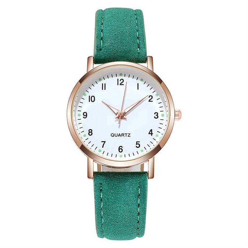 Relojes de mujer, pulsera de cuero luminosa, reloj sencillo, elegante reloj de cuarzo de moda, relojes de pulsera para mujer, reloj femenino