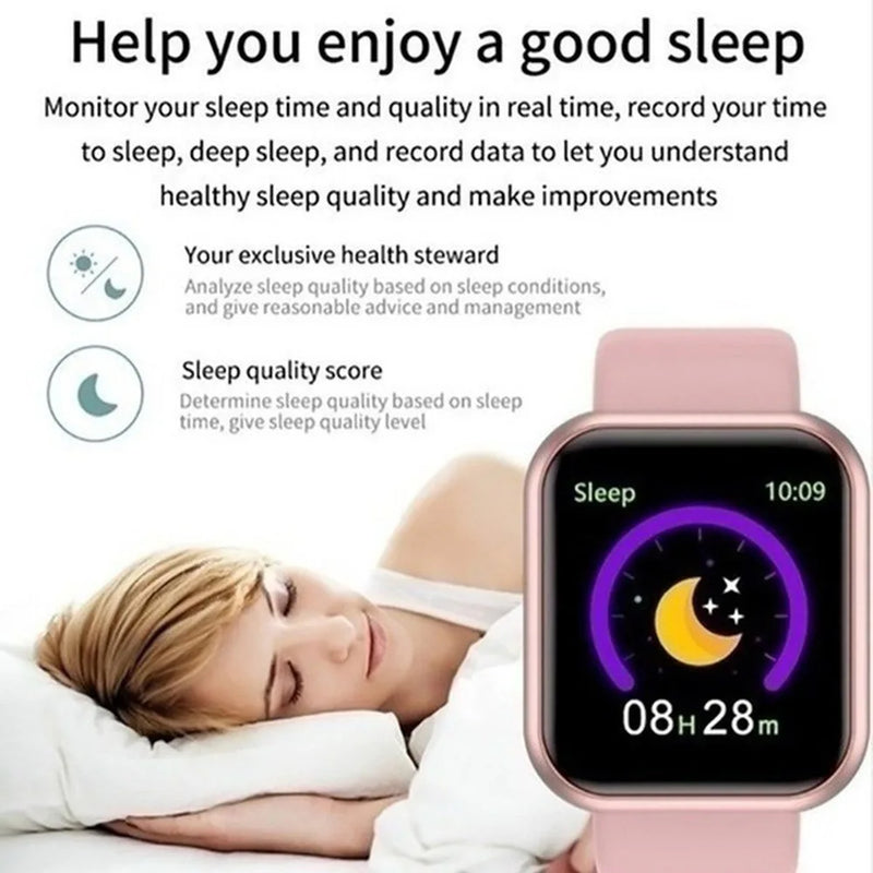 Reloj inteligente multifuncional para hombres y mujeres, con Bluetooth, teléfono conectado, pulsera deportiva para música y fitness, monitor de sueño, reloj inteligente Y68 D20