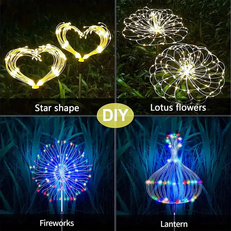 420LED Solar Firework Lights Outdoor IP65 Waterproof 300/200/60LED Solar Garden Flower Lights 1 Pack With 8 Lighting Modes Light