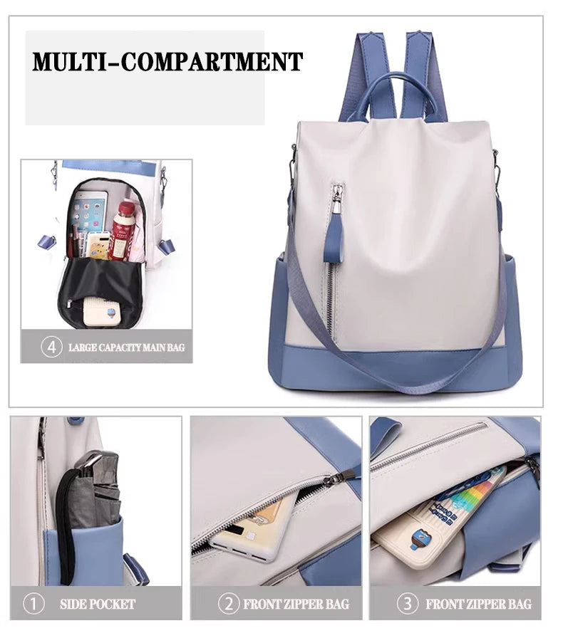 Mochila de moda para mujer, Oxford, impermeable, para la escuela, para adolescentes, multifunción, para hombro, mochila de viaje