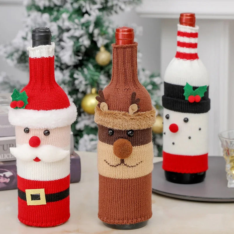 Christmas Decorations for Home Santa Claus Wine Bottle Cover Snowman Stocking Gift Holders Xmas Decor New Year