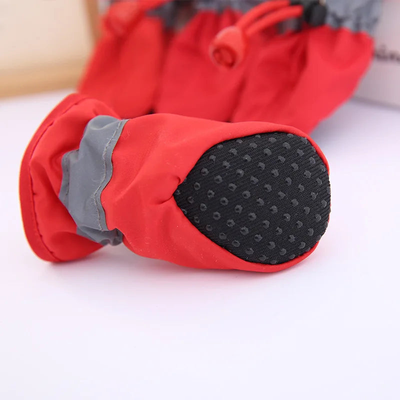 4pcs/set Waterproof Pet Dog Shoes Anti-slip Rain Boots Footwear for Small Cats Dogs Puppy Dog Pet Booties Pet Paw Accessories