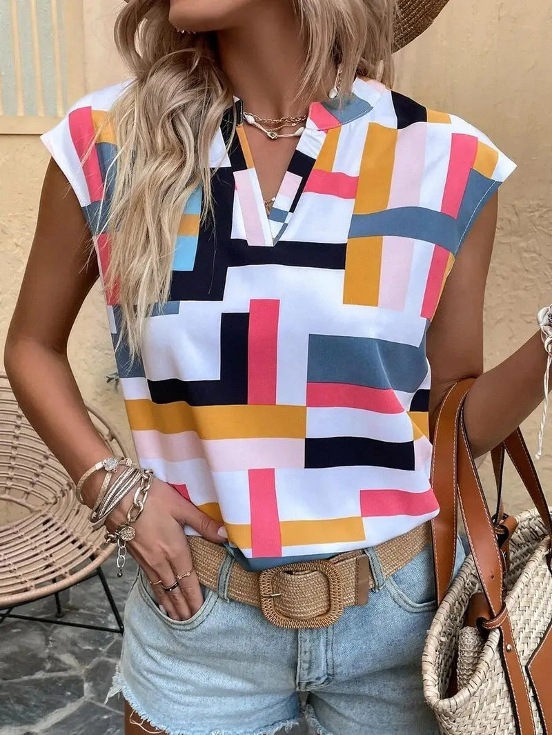 Blusa de mujer, camisa informal de manga corta, blusas sencillas con cuello en V, camisas y blusas elegantes, ofertas, ropa juvenil de verano para mujer 2024