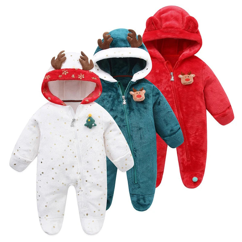 Ropa navideña para bebés recién nacidos de Ircomll, mono de otoño para niños y niñas, mono de una pieza de forro polar para bebés, trajes de alce para bebés