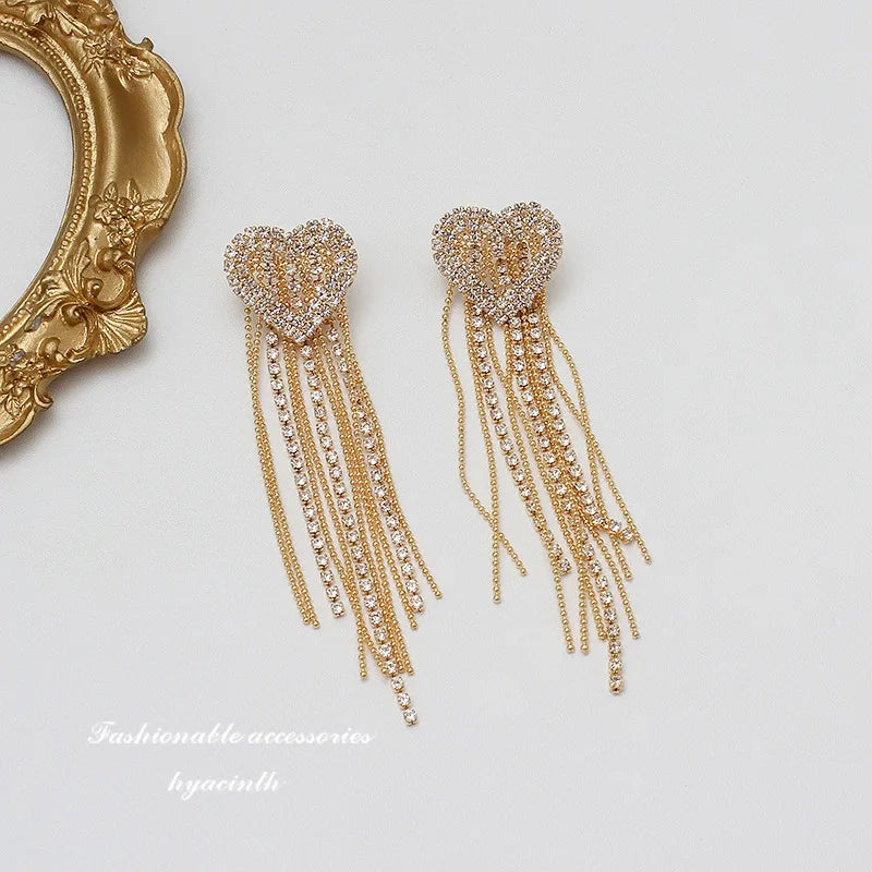 Pendientes largos de cristal con forma de hoja a la moda para mujer, regalo romántico de San Valentín, aniversario, joyería nupcial para fiesta de boda