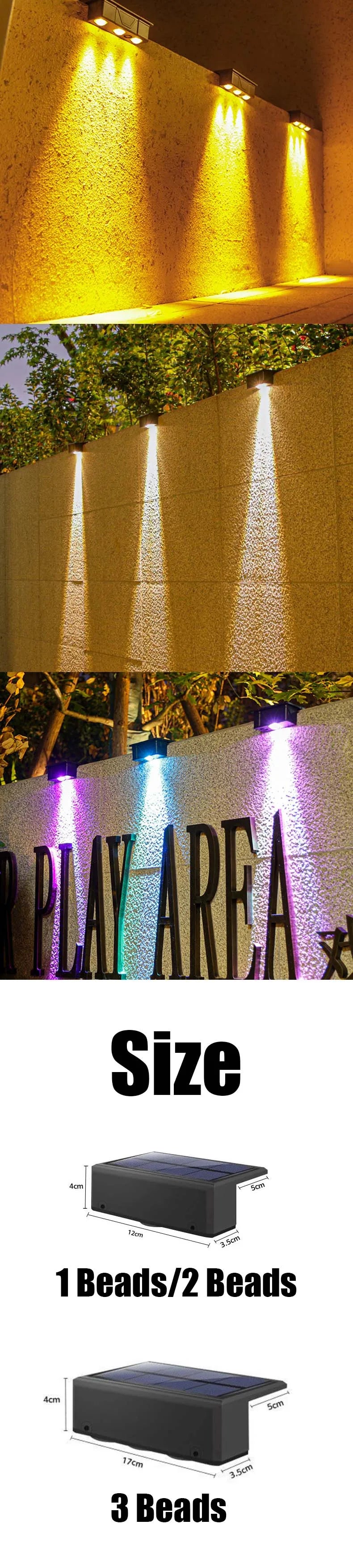 1/2/4/6/8 piezas de luces solares de pared para exteriores, focos inalámbricos ultra fuertes, IP65, impermeables, para vallas, iluminación de escaleras de jardín