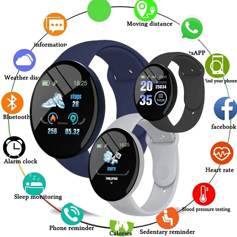 Nueva pulsera inteligente D18 con contador de pasos real, reloj despertador de moda, Bluetooth, música, rastreador de actividad física, reloj inteligente deportivo para Android e iOS