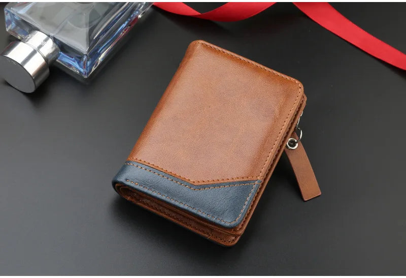 New Men's Wallet, Gentleman Retro Minimalist Multi Slot Billfold, Short Fashionable Youth Large Capacity Money Bag 12*9*3.5cm