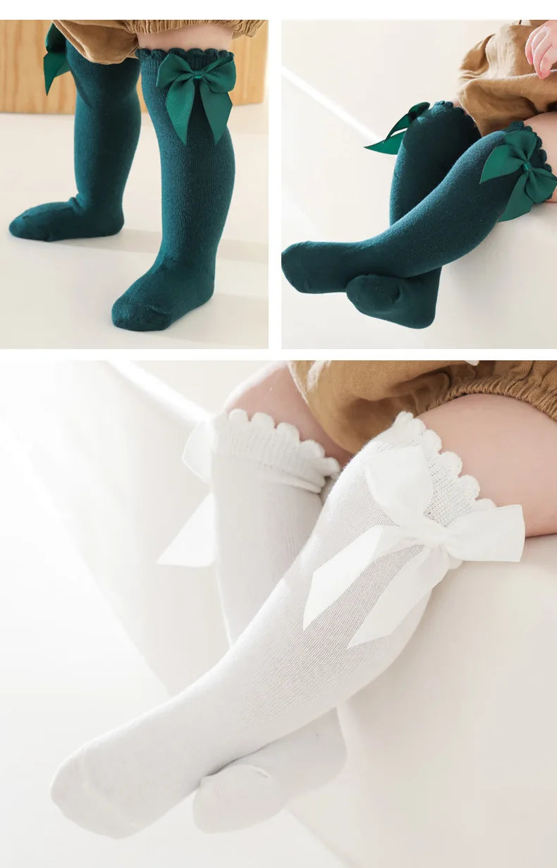 Calcetines de bebé con lazo grande para niñas, calcetines de princesa para estudiantes, calcetines de algodón para niños y niños pequeños, accesorios para bebés, ropa para recién nacidos