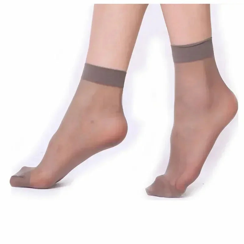 10/50pcs Black Skin Socks Women Sexy Ultrathin Stockings Female Transparent Nylon Crystal Short Ankle Sock Non-Slip Silk Meias