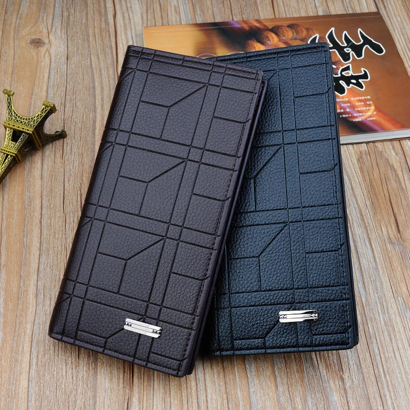 High Capacity Long Men Wallet Luxury PU Leather Coin Purses Male Clutch Multi-Card ID Credit Bank Card Holder Vertical Wallets