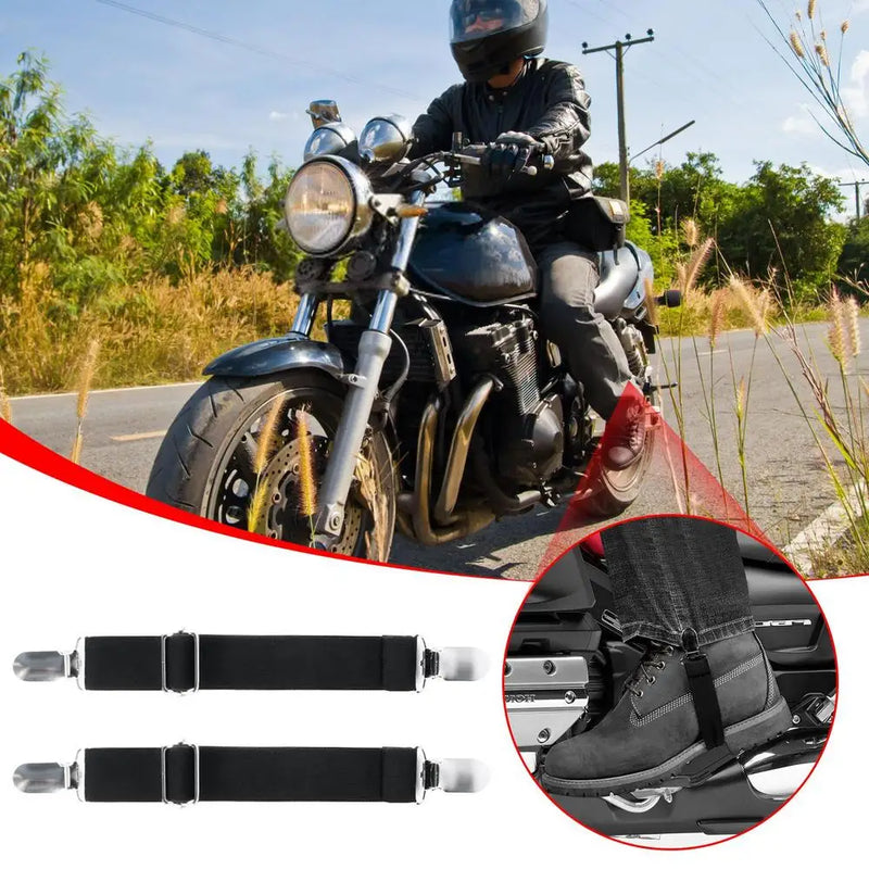 2Pcs Motorcycle Bike Stirrup Pants Clips Leg Boot Elastic Adjustable Straps Loose Boot Belt Adhesive Tape Feet Shoes Accessories