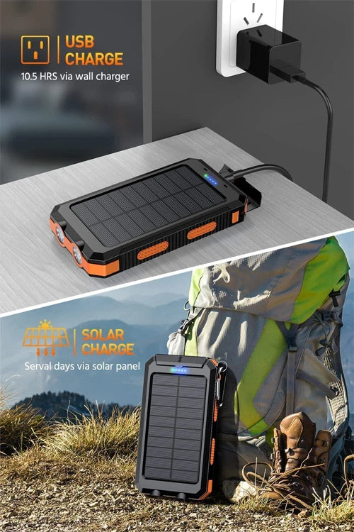 200000mAh Solar Power Bank Large Capacity Outdoor Wild Fishing Camping Mobile Power Portable with Compass Supply Fast Charging