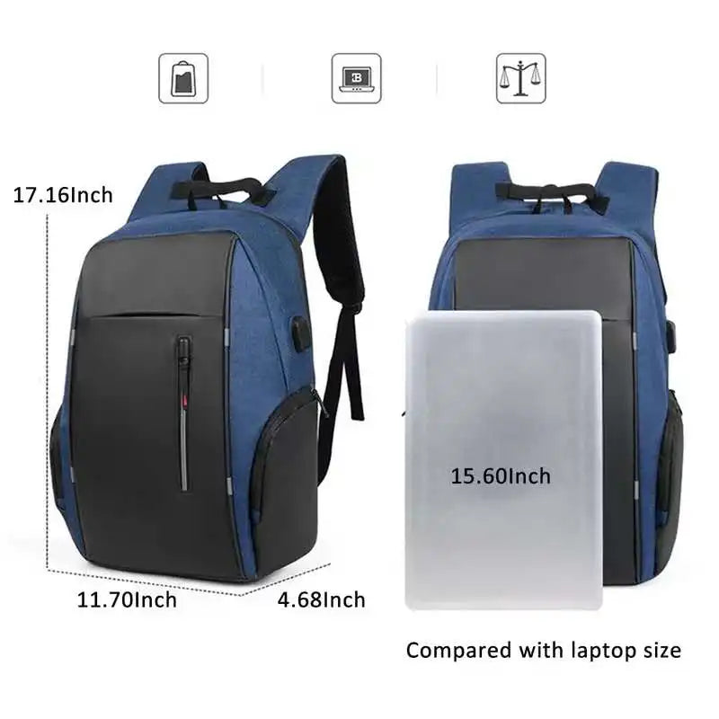 Mochila para hombre con carga USB, impermeable, para ordenador portátil de 15,6 pulgadas, informal, Oxford, para negocios, para ordenador portátil