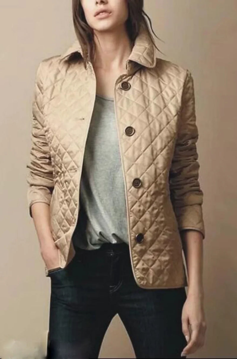 Chaqueta de abrigo para mujer, de algodón, con solapa, clásica, a cuadros, de un solo pecho, ropa de calle para mujer, manga larga, otoño e invierno