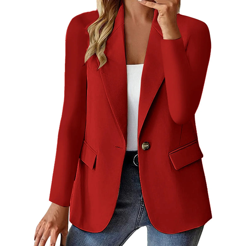 Nueva ropa de mujer, estilo coreano, prendas de vestir exteriores, top de manga larga, cárdigan de color sólido, chaqueta de oficina para otoño e invierno, abrigo elegante