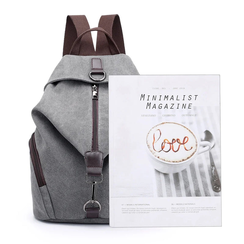 Fashion Canvas Female Backpack Multifuction Casual Backpack For Teenager Girls 2024 New Summer Women Large Capacity Shoulder Bag