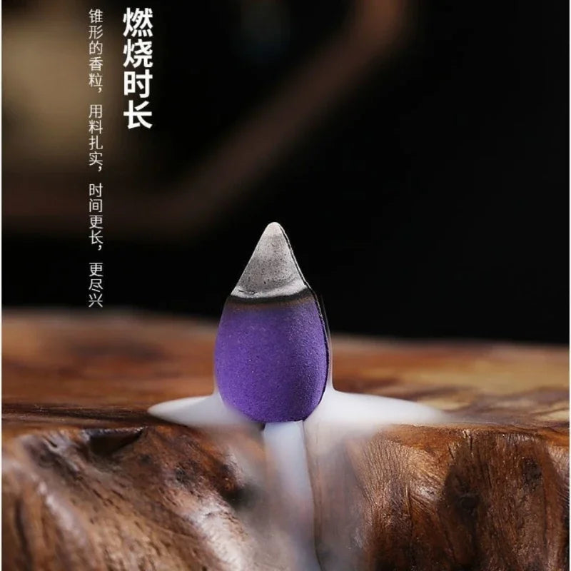 Waterfall Smoke Backflow Natural Incense Cone Rose Jasmine Lavender Sandalwood Lily Smoke Cone Reflux Tower Incense Aromatherapy