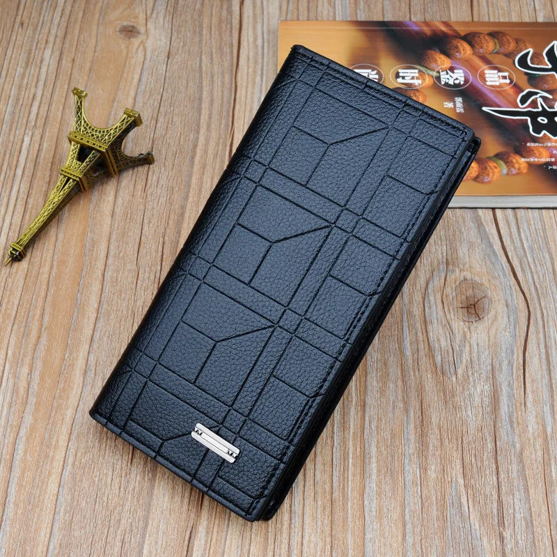 High Capacity Long Men Wallet Luxury PU Leather Coin Purses Male Clutch Multi-Card ID Credit Bank Card Holder Vertical Wallets